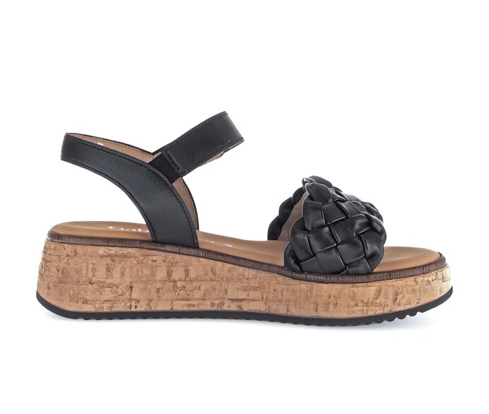 Gabor Damen  Plateau Sandale Schwarz - Glattleder