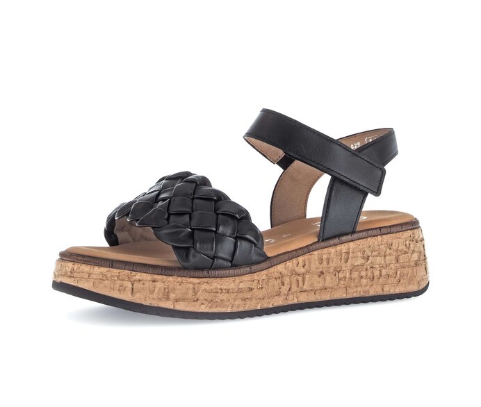 Gabor Damen  Plateau Sandale Schwarz - Glattleder