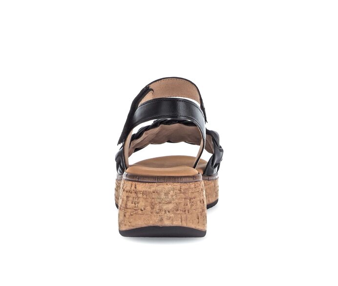 Gabor Damen  Plateau Sandale Schwarz - Glattleder