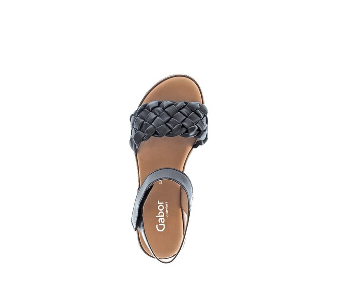 Gabor Damen  Plateau Sandale Schwarz - Glattleder