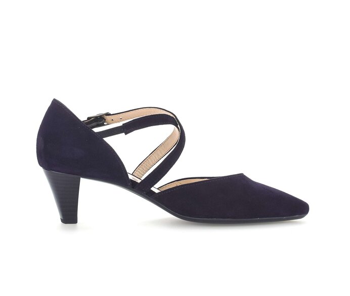 Gabor Damen  Spangenpumps Blau - Rauleder