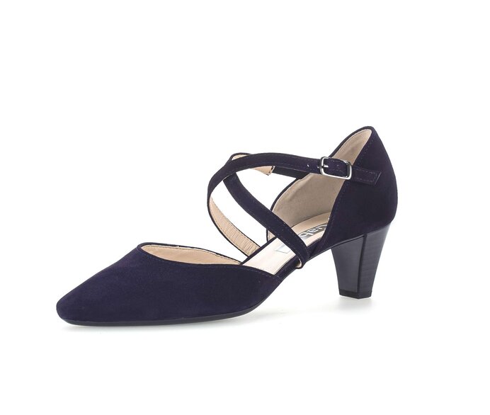 Gabor Damen  Spangenpumps Blau - Rauleder