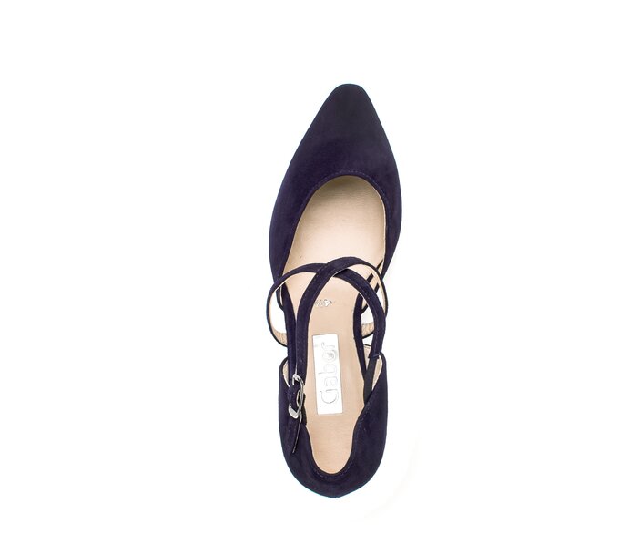 Gabor Damen  Spangenpumps Blau - Rauleder