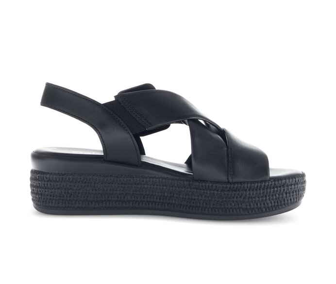 Gabor Damen  Plateau Sandale Schwarz - Glattleder