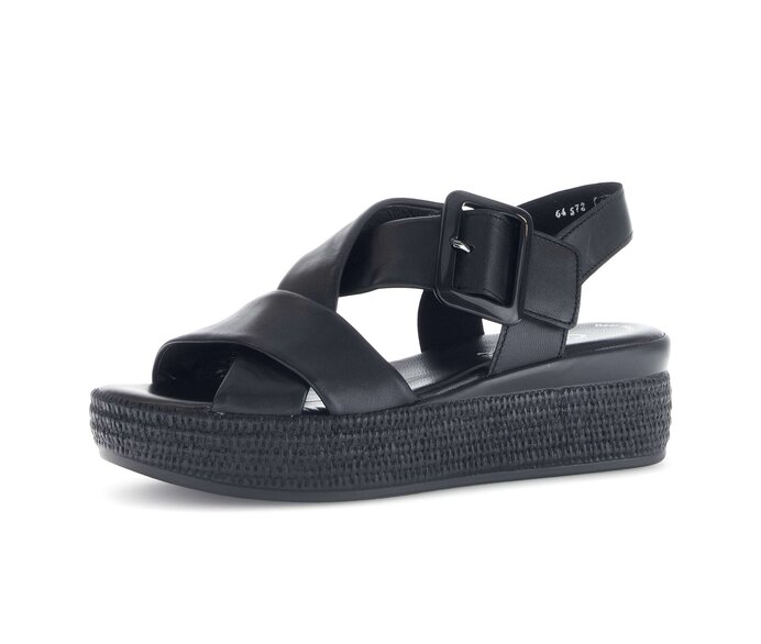 Gabor Damen  Plateau Sandale Schwarz - Glattleder