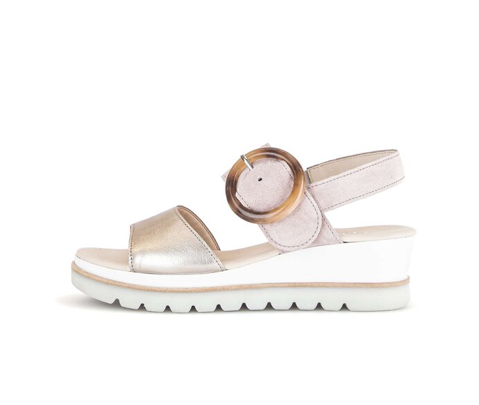Gabor Damen Keilsandalette Rosa - Materialmix Leder