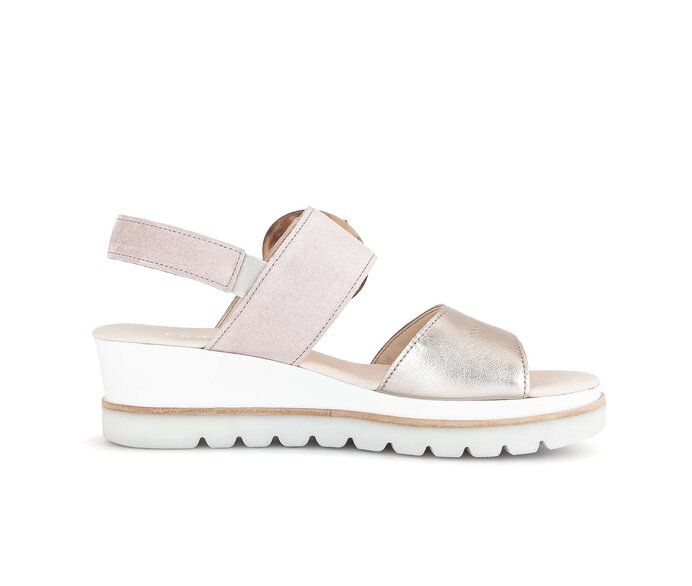 Gabor Damen  Keilsandalette Rosa - Materialmix Leder