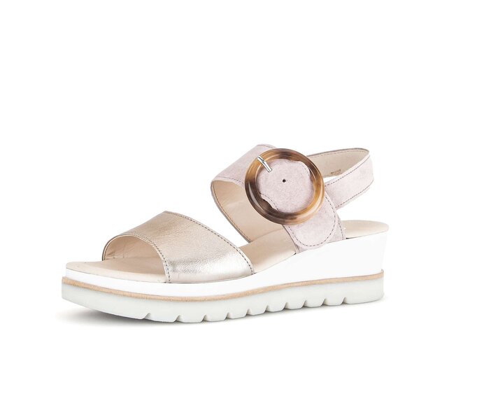 Gabor Damen  Keilsandalette Rosa - Materialmix Leder