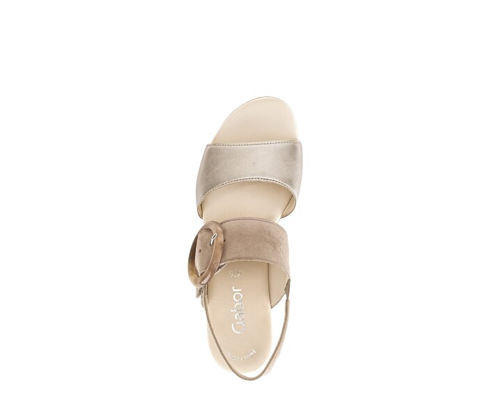 Gabor Damen  Plateau Sandale Beige - Materialmix Leder