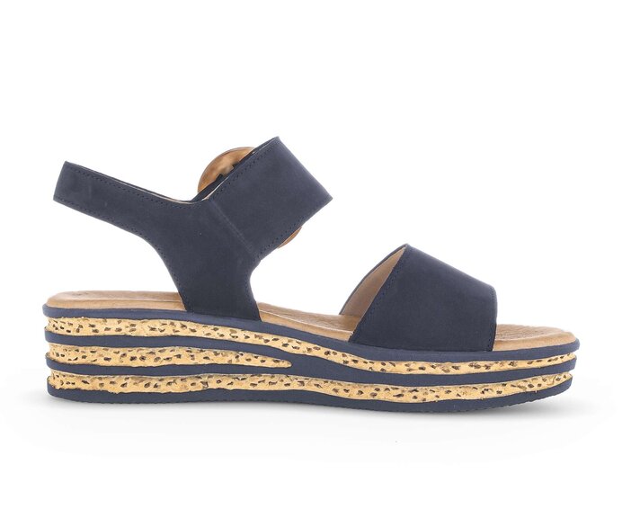 Gabor Damen  Plateau Sandale Blau - Rauleder