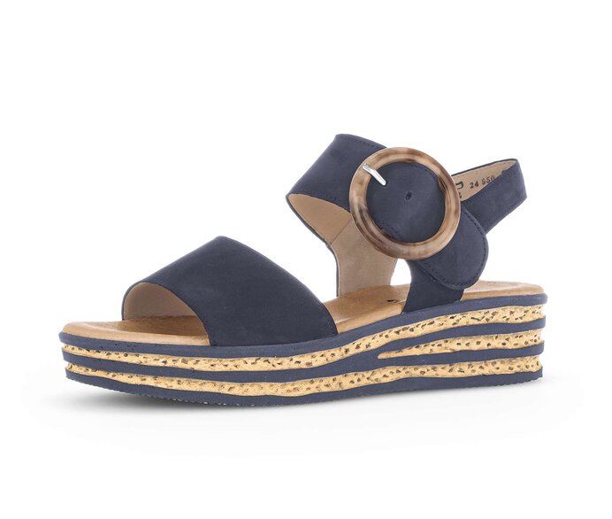 Gabor Damen  Plateau Sandale Blau - Rauleder