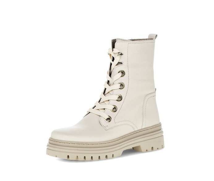 Gabor Damen  Schnürstiefelette Beige - Glattleder