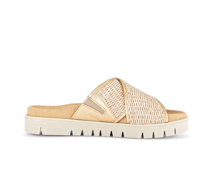 Gabor Damen  Pantolette Beige - Materialmix Leder/Lederimitat