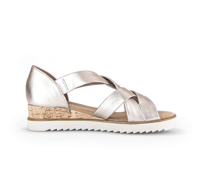 Gabor Damen  Keilsandalette Gold - Effektleder