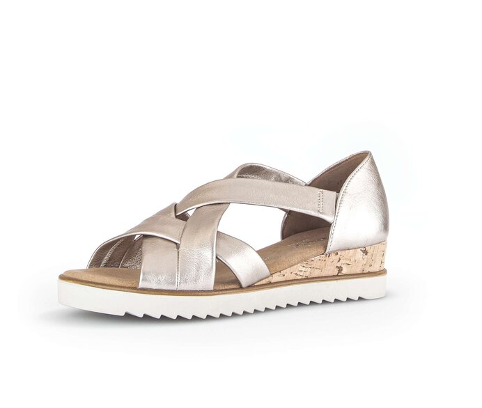 Gabor Damen  Keilsandalette Gold - Effektleder