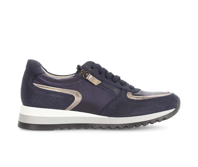 Gabor Damen  Sneaker Low Blau - Materialmix Leder