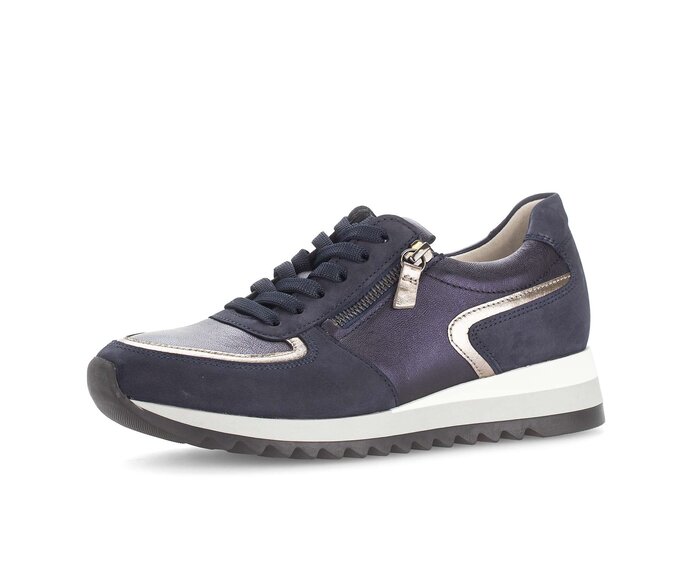 Gabor Damen  Sneaker Low Blau - Materialmix Leder