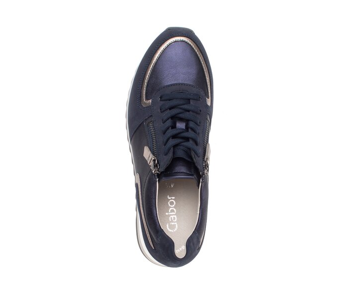 Gabor Damen  Sneaker Low Blau - Materialmix Leder