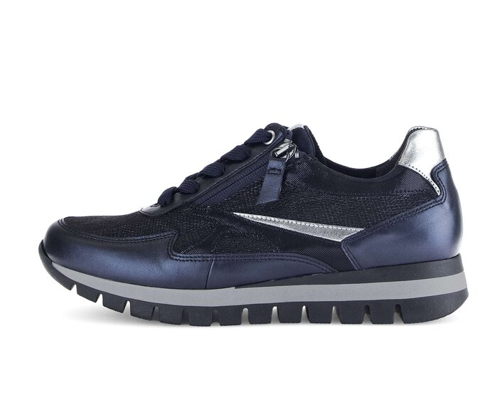 Gabor Damen Sneaker Low Blau - Materialmix Leder