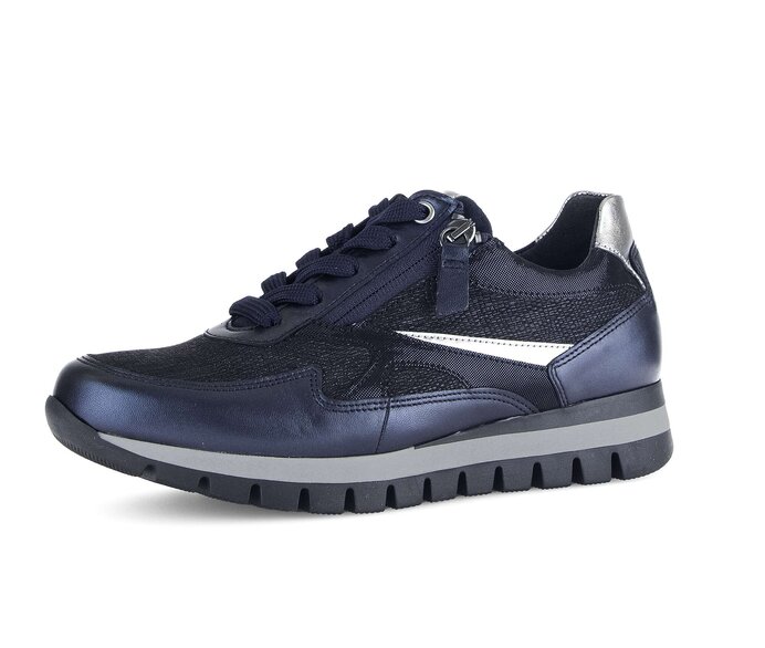 Gabor Damen  Sneaker Low Blau - Materialmix Leder