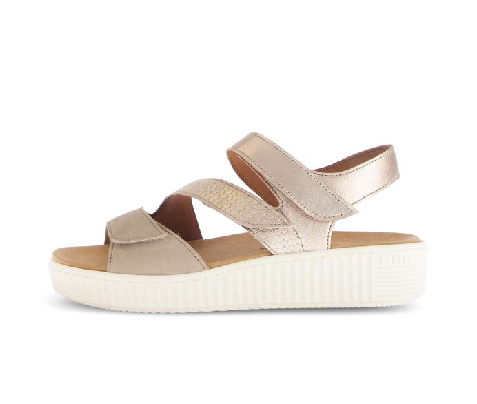 Gabor Damen Plateau Sandale Beige - Materialmix Leder