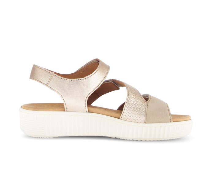 Gabor Damen  Plateau Sandale Beige - Materialmix Leder