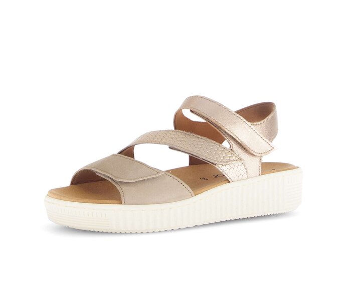 Gabor Damen  Plateau Sandale Beige - Materialmix Leder