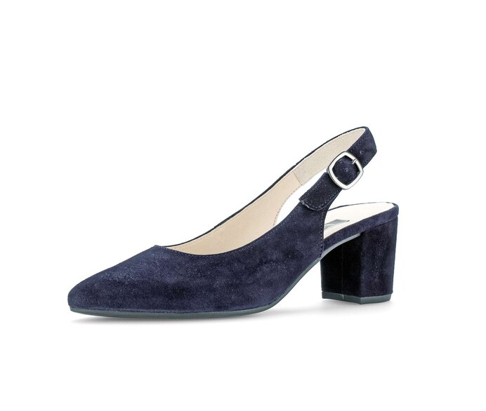 Gabor Damen  Slingpumps Blau - Rauleder