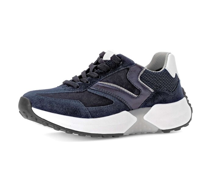 Gabor Damen  Sneaker Low Blau - Materialmix Leder
