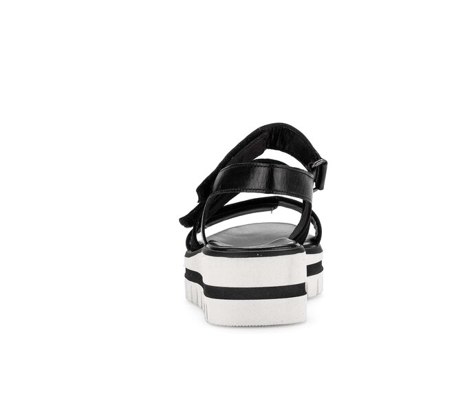 Gabor Damen  Plateau Sandale Schwarz - Materialmix Leder