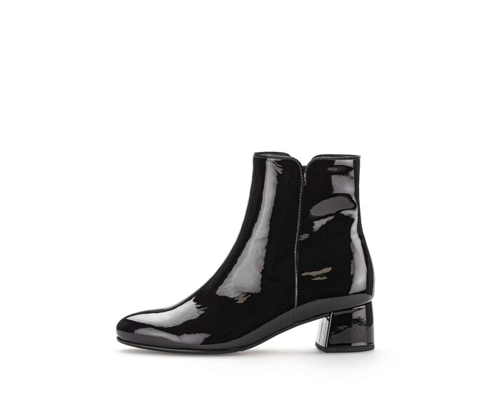 Gabor Damen Elegante Stiefelette Schwarz - Lackleder