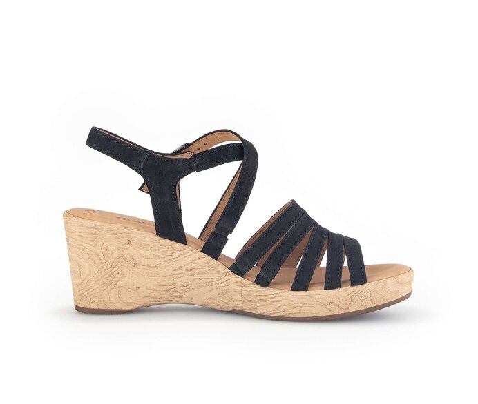 Gabor Damen  Keilsandalette Schwarz - Rauleder