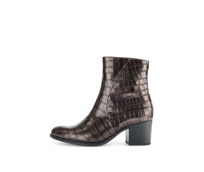 Gabor Damen Elegante Stiefelette Bronze - Leder Reptiloptik