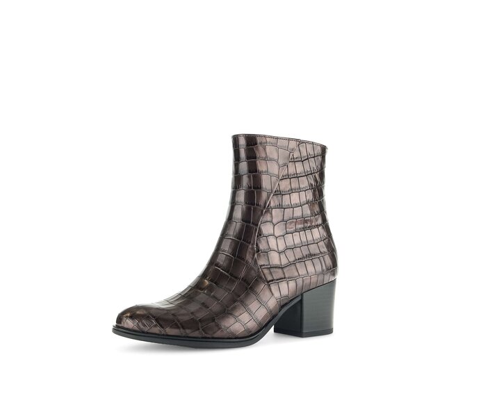 Gabor Damen  Elegante Stiefelette Bronze - Leder Reptiloptik