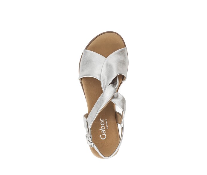Gabor Damen  Keilsandalette Silber - Effektleder
