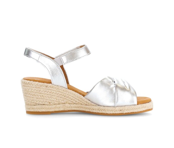 Gabor Damen  Keilsandalette Silber - Effektleder