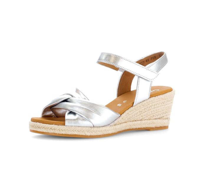 Gabor Damen  Keilsandalette Silber - Effektleder