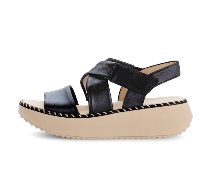 Gabor Damen Plateau Sandale Schwarz - Glattleder