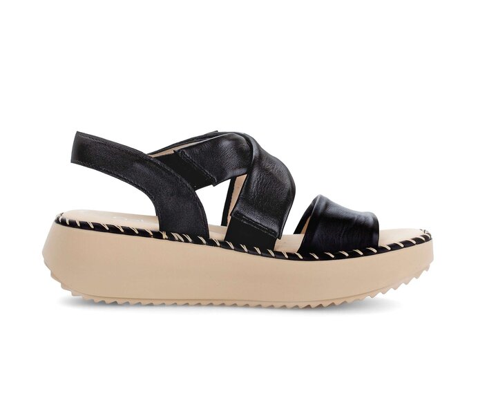 Gabor Damen  Plateau Sandale Schwarz - Glattleder