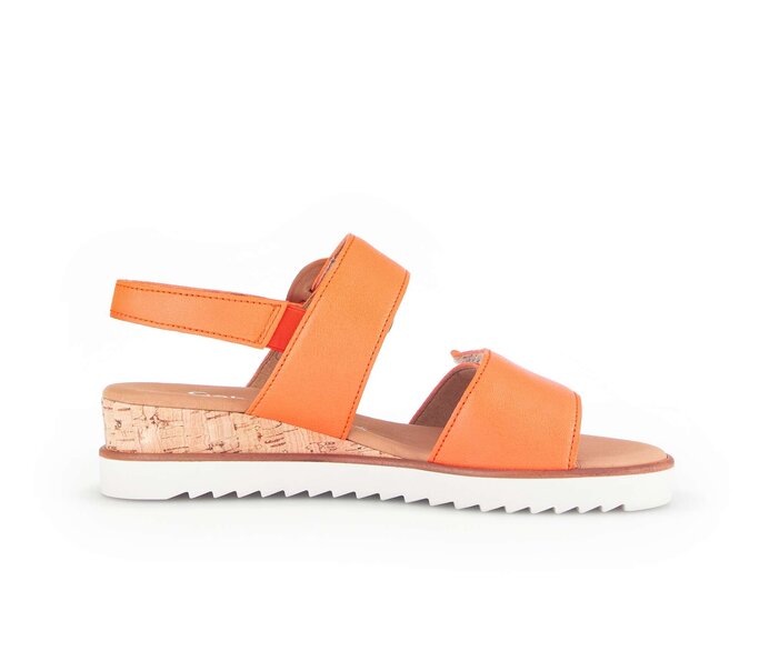 Gabor Damen  Keilsandalette Orange - Glattleder