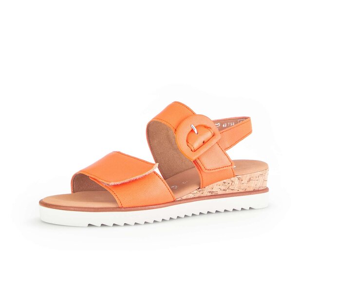 Gabor Damen  Keilsandalette Orange - Glattleder