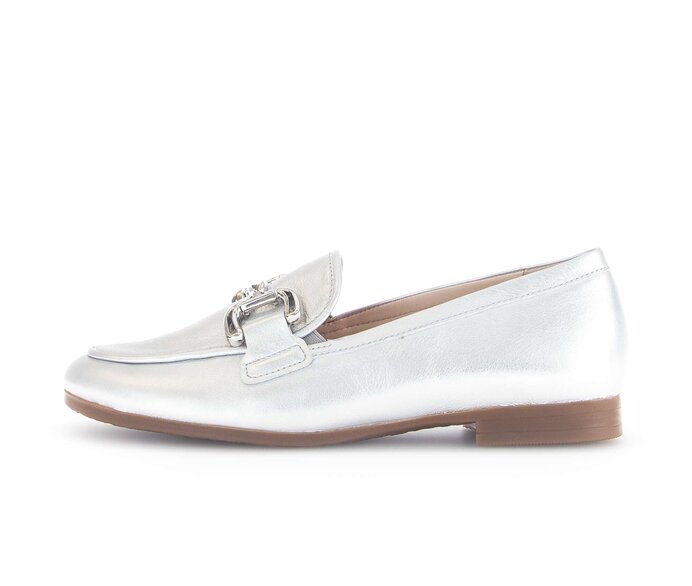 Gabor Damen Slipper Silber - Effektleder
