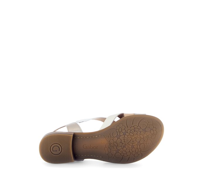 Gabor Damen  Riemchensandale Gold - Materialmix Leder