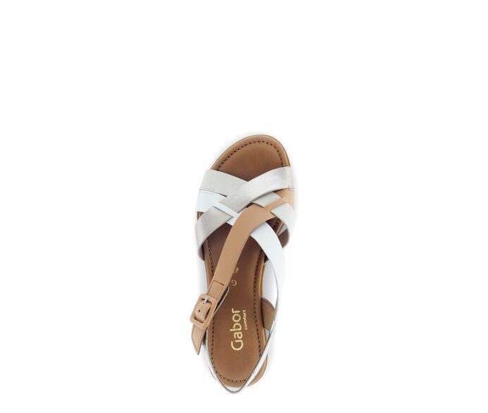 Gabor Damen  Riemchensandale Gold - Materialmix Leder