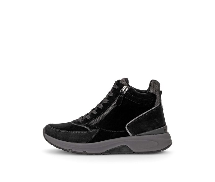 Gabor Damen Sportliche Stiefelette Schwarz - Materialmix Leder