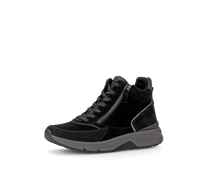 Gabor Damen  Sportliche Stiefelette Schwarz - Materialmix Leder