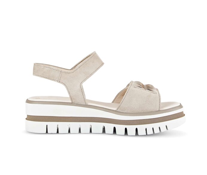 Gabor Damen  Plateau Sandale Beige - Rauleder