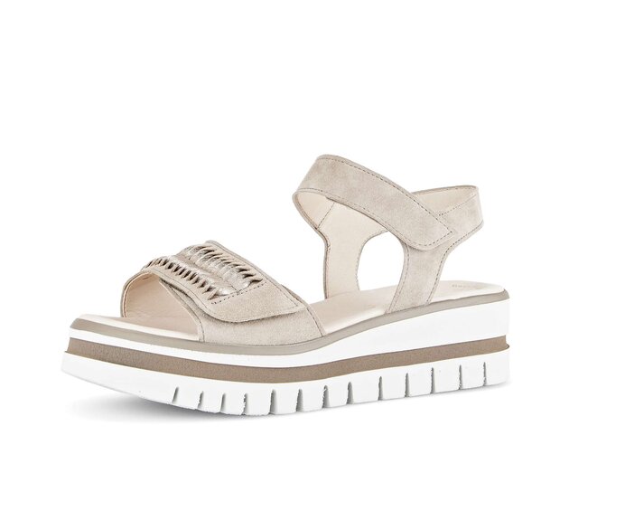 Gabor Damen  Plateau Sandale Beige - Rauleder
