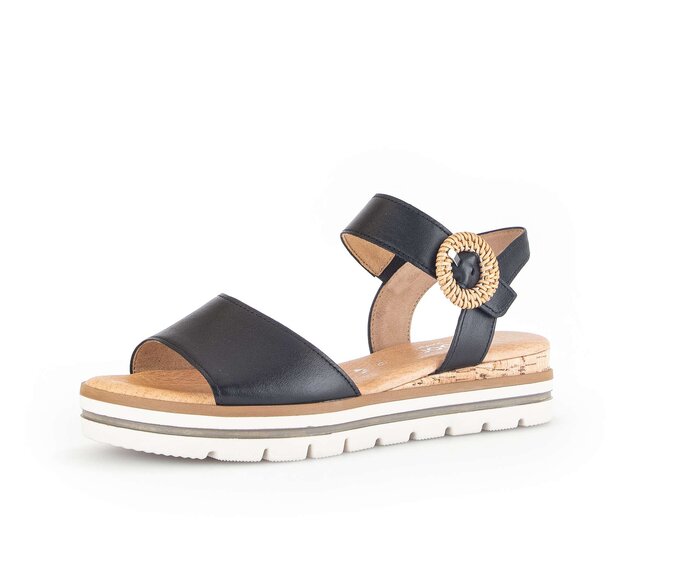 Gabor Damen  Keilsandalette Schwarz - Glattleder