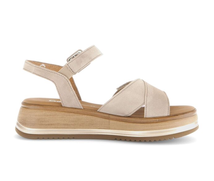 Gabor Damen  Plateau Sandale Beige - Rauleder